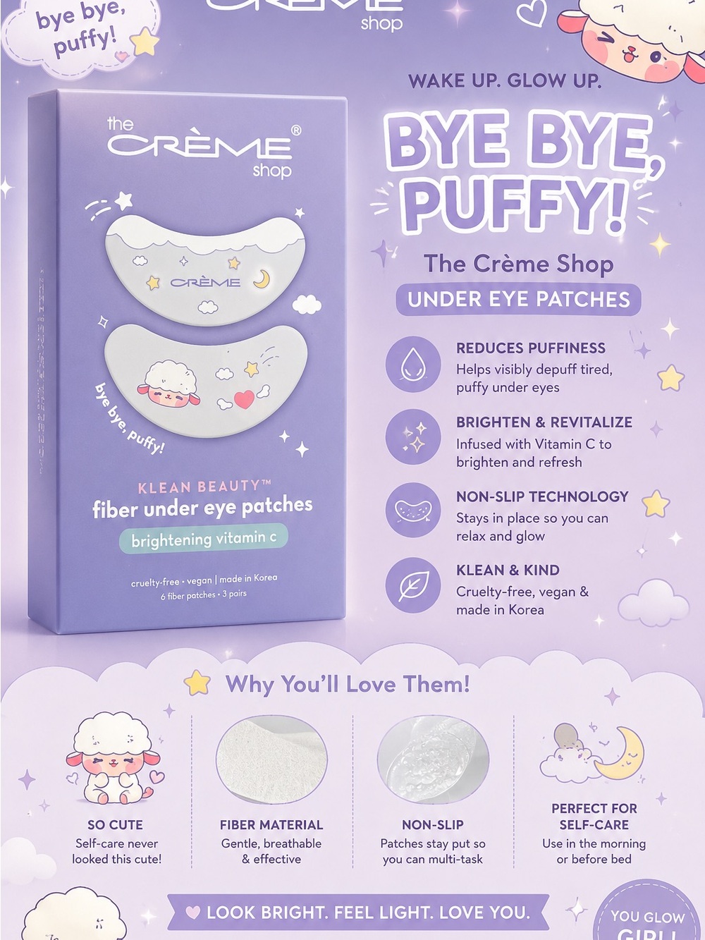 Bye Bye Puffy! Brightening Vitamin C Fiber Under Eye Patches - Lavender
